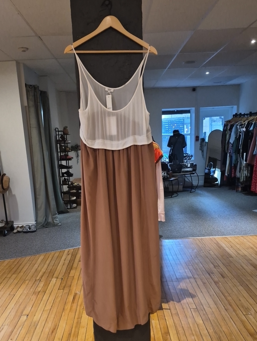 Wilfred Bisous Dress In Oak/Mocha 100% Silk Size Large